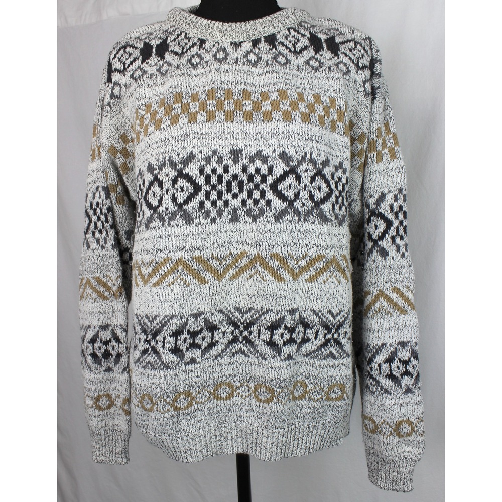 Tony Lambert Vintage Mens Sweater Cotton Geometric Southwestern Made in USA M